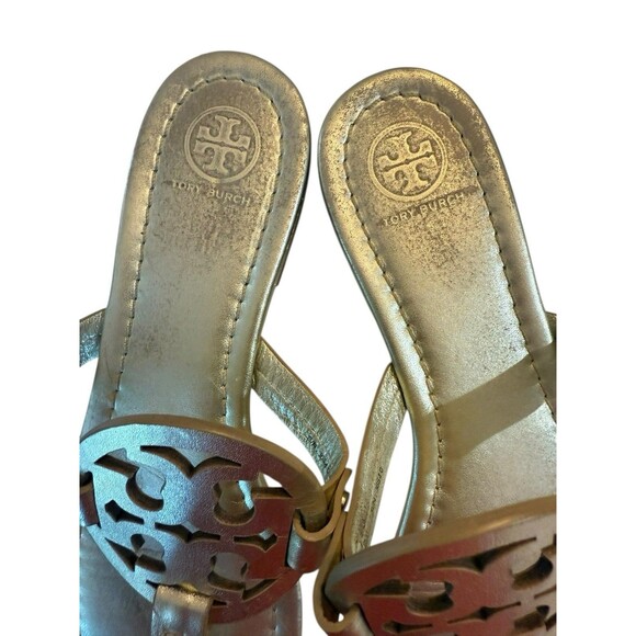 Tory Burch Metallic Gold Miller Logo Sandals Women’s Size 9 – Pre-Owned - Picture 5 of 10